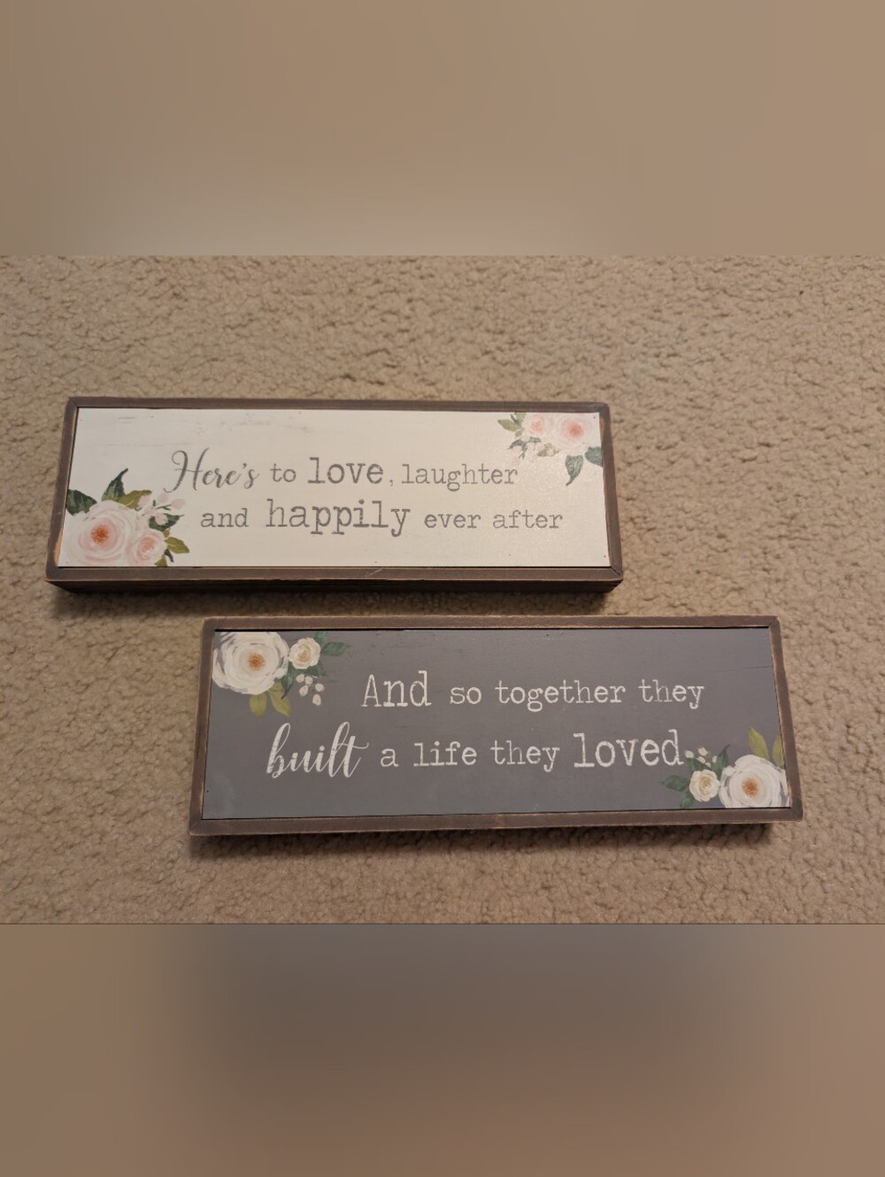Rustic Gray and Cream Floral Sign - Inspirational Quote